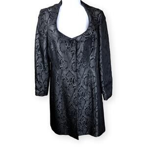 Tahari Long Jacket Black Paisley Coat Holiday Dressy Cocktail 6